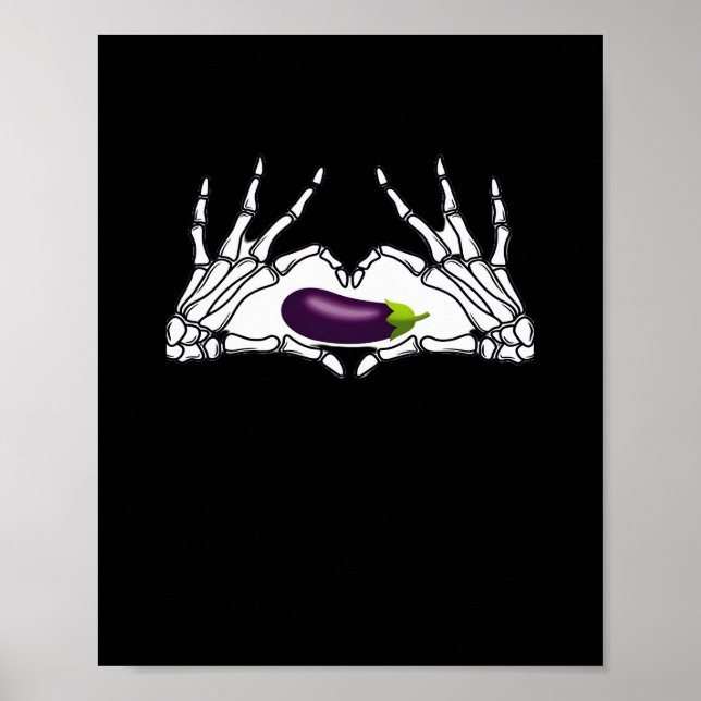 Eggplant Classic - Skeleton Händer Heart Poster (Framsidan)