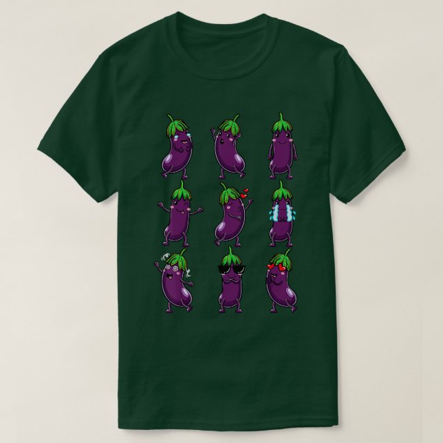 Eggplant Emoticon Vegetarian Vegan T Shirt (Design framsida)