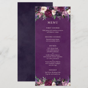 Eggplant Lila Blommigt Bröllop Menu