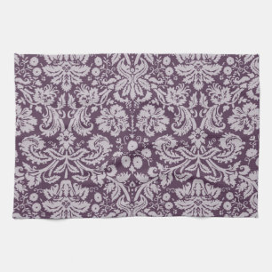 Eggplant Lila Damask Kökshandduk