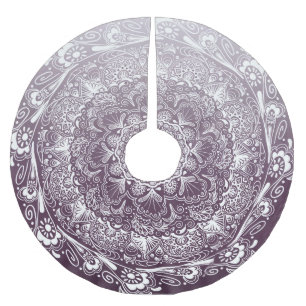Eggplant lila färg fade mandala julgransmatta borstad polyester