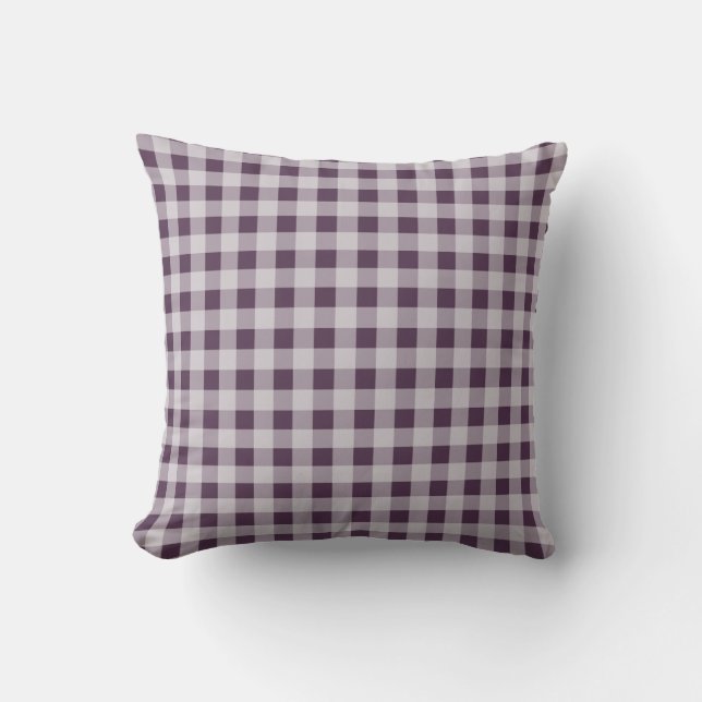 Eggplant Lila Gingham Mönster Kudde (Framsida)