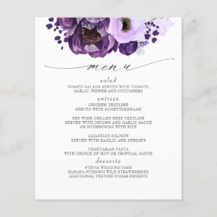 Eggplant Lila Modern Boho Bröllop Menu Flygblad
