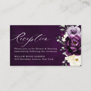Eggplant Lila Plum Ivory White Blommigt Bröllop EN Tilläggskort