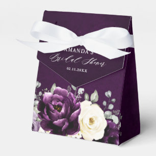 Eggplant Lila Plum Ivory White Blommigt Bröllop Fa Presentaskar