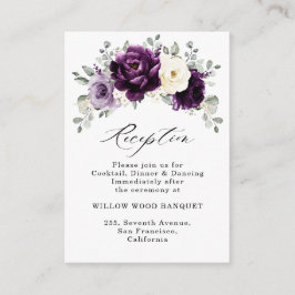Eggplant Lila Plum Ivory White Blommigt Bröllop Tilläggskort