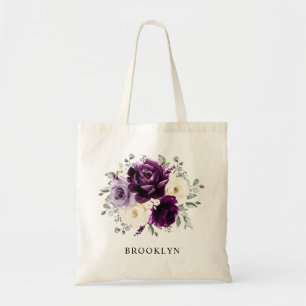 Eggplant Lila Plum Ivory White Bridesmaid Gift T Tygkasse