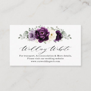 Eggplant Lila Plum Ivory White Bröllop webbplats Tilläggskort