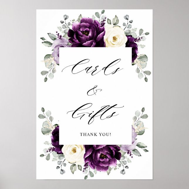 Eggplant Lila Plum Ivory White Cards & Gifts Poster (Framsidan)