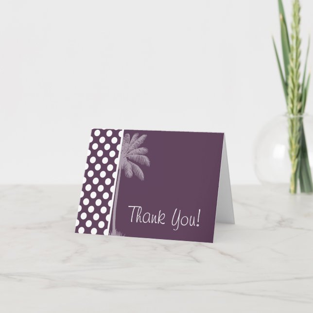 Eggplant Lila Polka dots; sommartid Handflatan Tack Kort (Framsida)