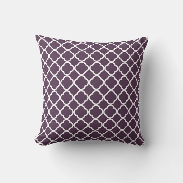 Eggplant Lila Quatrefoil Kudde (Framsida)