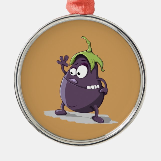 Eggplant lila vegetabilisk öga julgransprydnad metall (Framsidan)