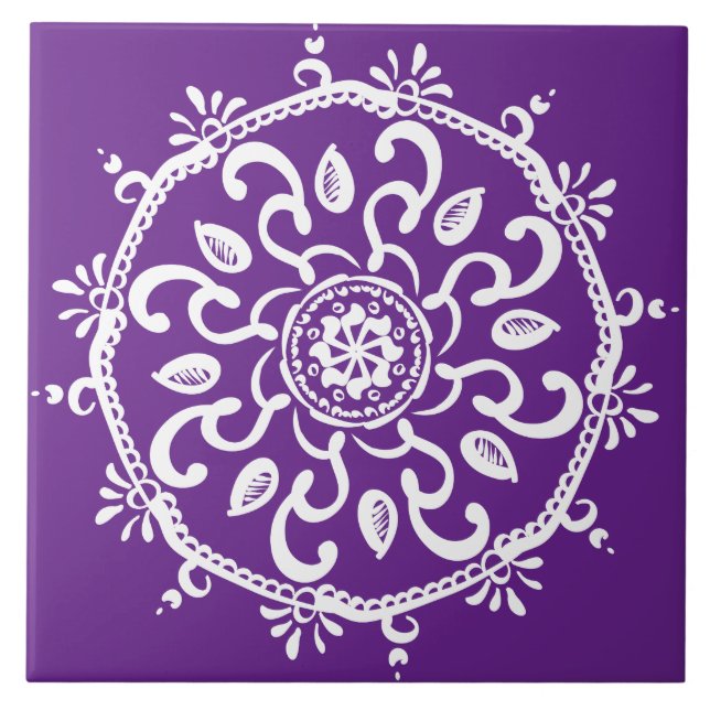 Eggplant Mandala Kakelplatta (Framsidan)
