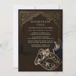 Eggplant Masquerade Elegant Gold Corporate Gala Inbjudningar