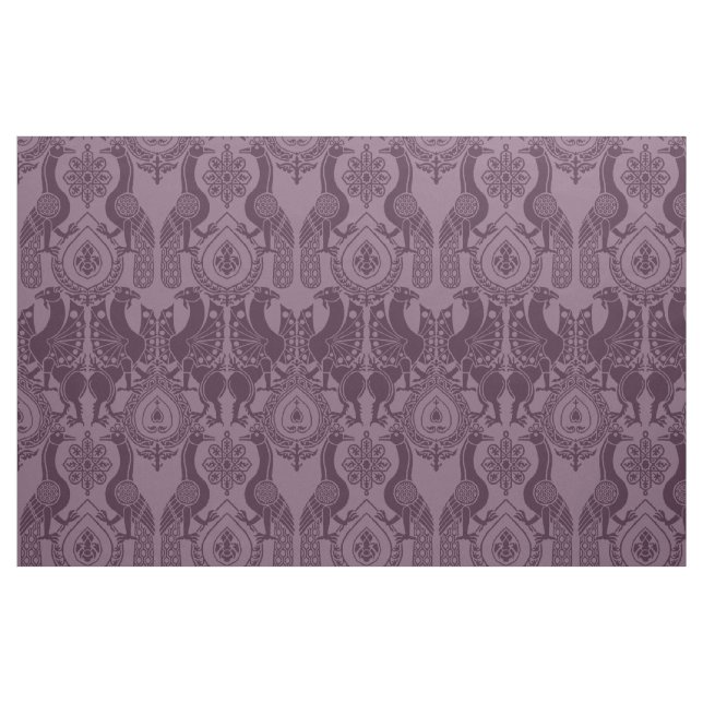 Eggplant Medieval Peacocks och Dragons Tyg (Fat Quarter)