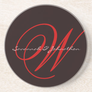 Eggplant Monogram Bröllop-årsdagen Underlägg