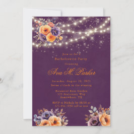 Eggplant Orange Blommigt Ljus Bachelorette Party Inbjudningar