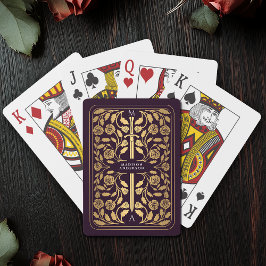 Eggplant Royal Medieval Guld Sword Monogram Casinokort