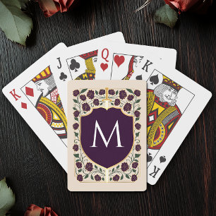 Eggplant Royal Medieval Sword & Shield Monogram Casinokort