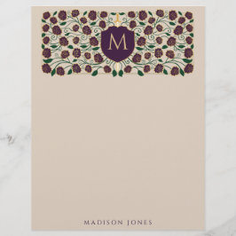 Eggplant Sword & Shield Medieval Fantasy Monogram Brevhuvud