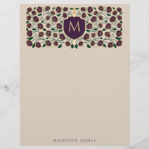 Eggplant Sword & Shield Medieval Fantasy Monogram Brevhuvud