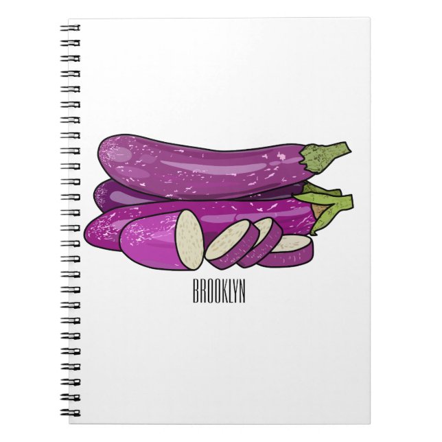 Eggplant-tecknad illustration anteckningsbok (Framsidan)