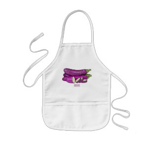 Eggplant-tecknad illustration barnförkläde