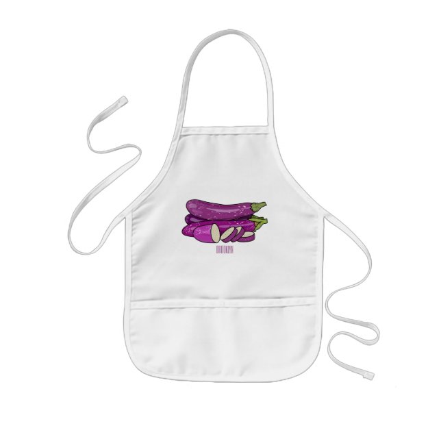 Eggplant-tecknad illustration barnförkläde (Framsidan)
