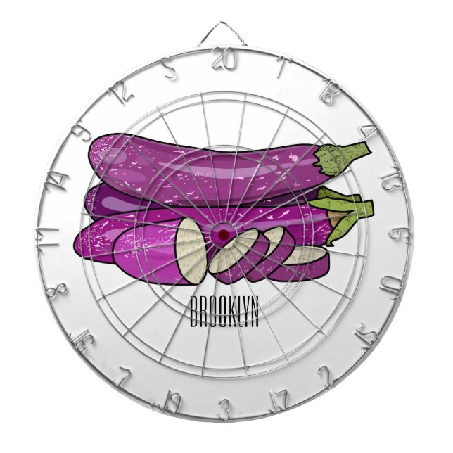 Eggplant-tecknad illustration darttavla (Framsidan)