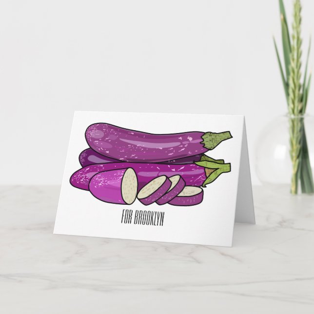Eggplant-tecknad illustration kort (Framsida)
