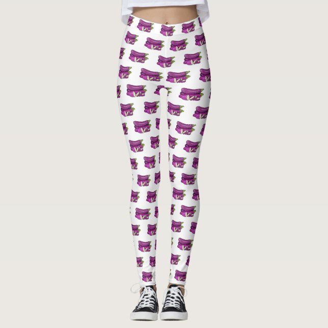 Eggplant-tecknad illustration leggings (Framsida)