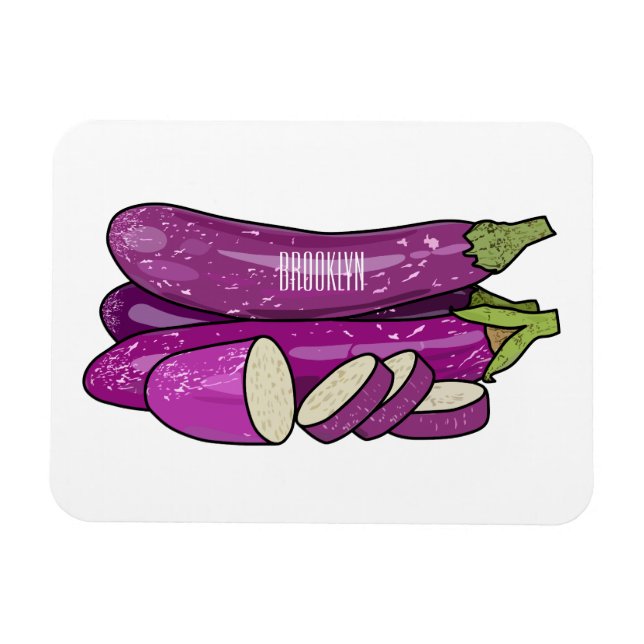 Eggplant-tecknad illustration magnet (Horisontell)
