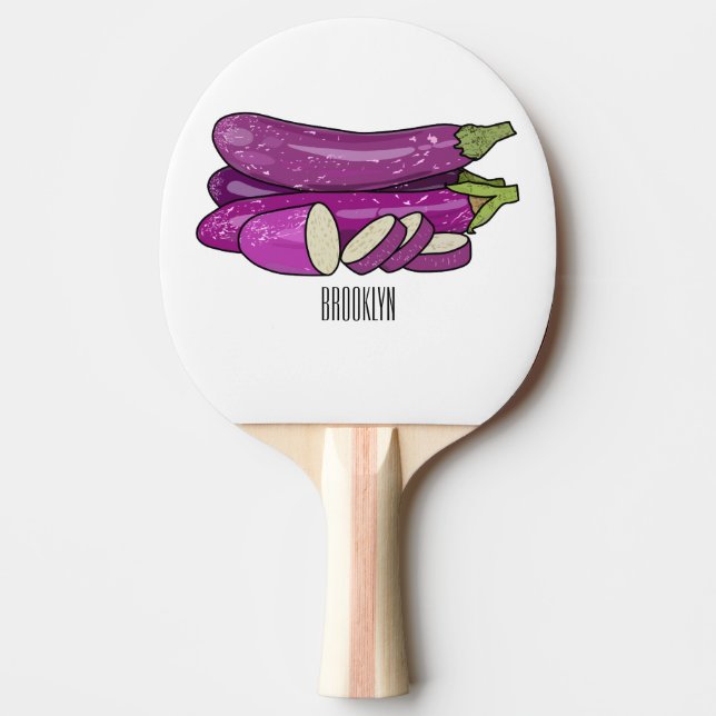 Eggplant-tecknad illustration pingisracket (Framsidan)