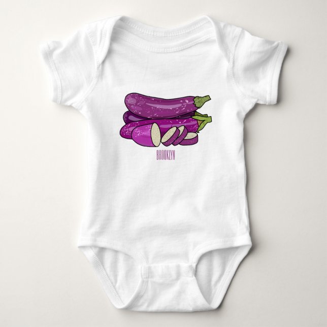 Eggplant-tecknad illustration t shirt (Framsida)