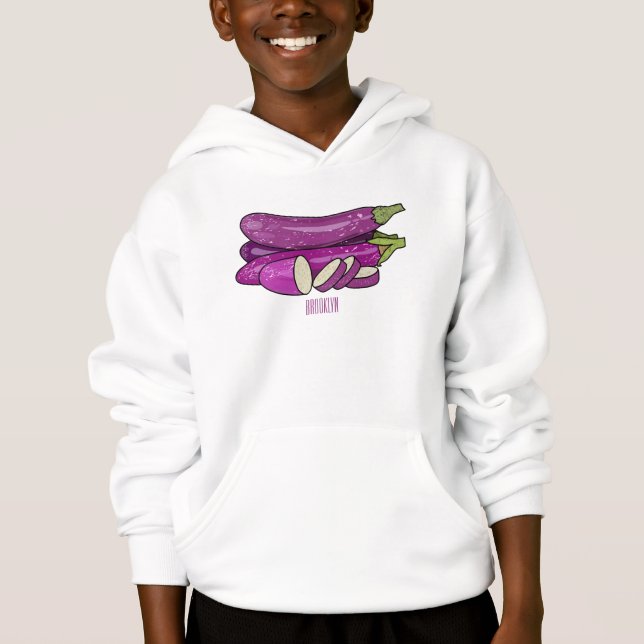 Eggplant-tecknad illustration t shirt (Framsida)