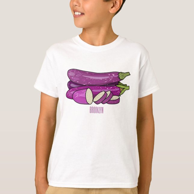 Eggplant-tecknad illustration t shirt (Framsida)