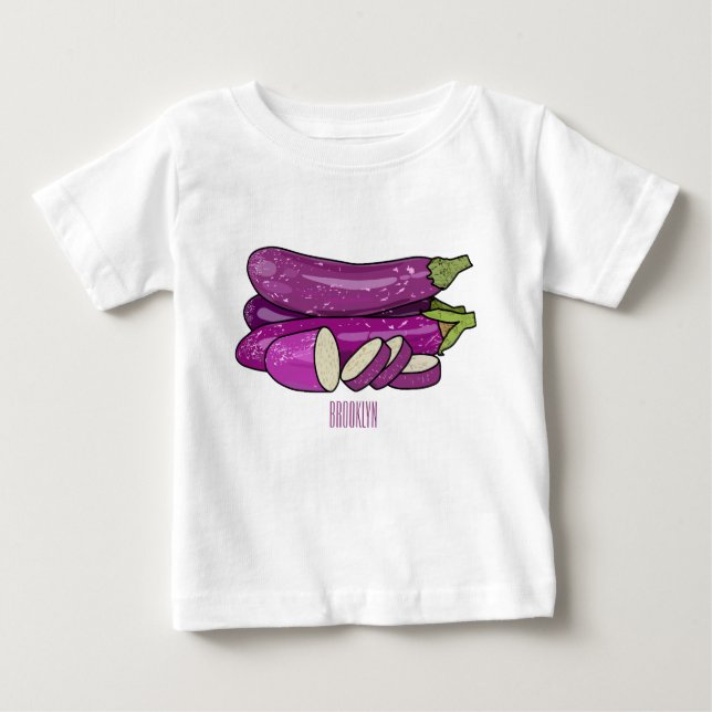 Eggplant-tecknad illustration t shirt (Framsida)