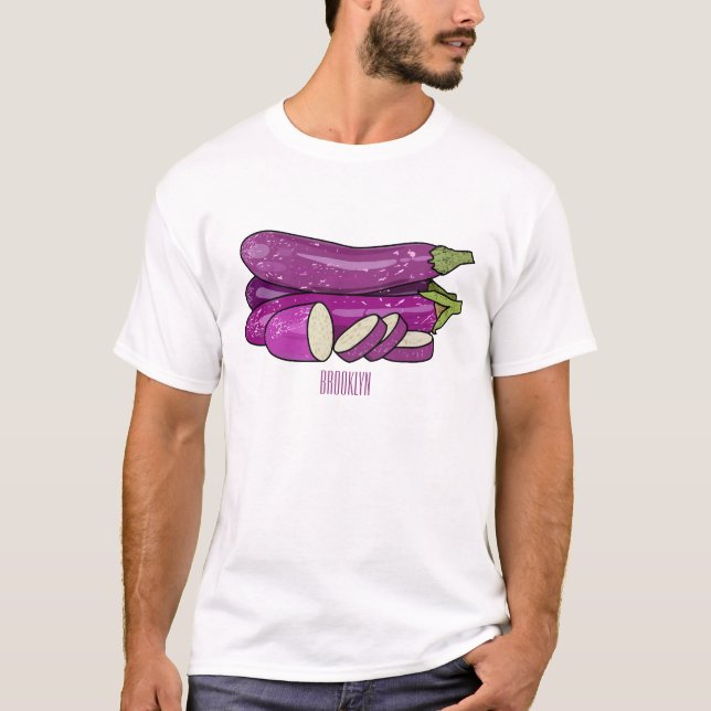 Eggplant-tecknad illustration t shirt (Framsida)