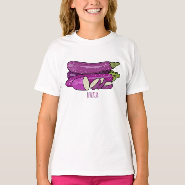 Eggplant-tecknad illustration t shirt (Framsida)