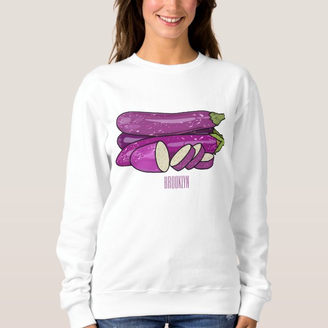 Eggplant-tecknad illustration t shirt (Framsida)