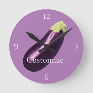Eggplant Thunder_Cove Rund Klocka