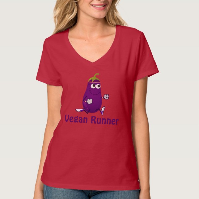 Eggplant Vegan-Springer T-shirt (Framsida)