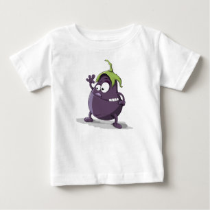 Eggplant Vegetable Character Tecknad Baby T-Shirt