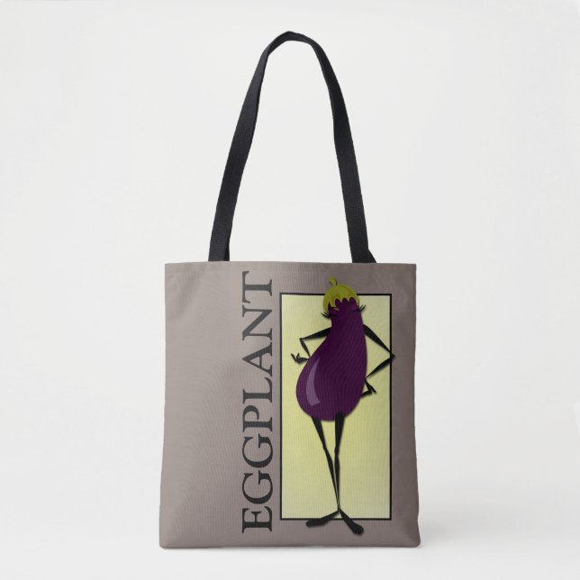EGGPLANT VEGETABLE DAM ILLUSTRATRATION TOTE BAG TYGKASSE (Framsida)