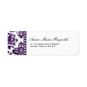 Eggplant Vintage Damask Snöre Finare Returadress Etikett