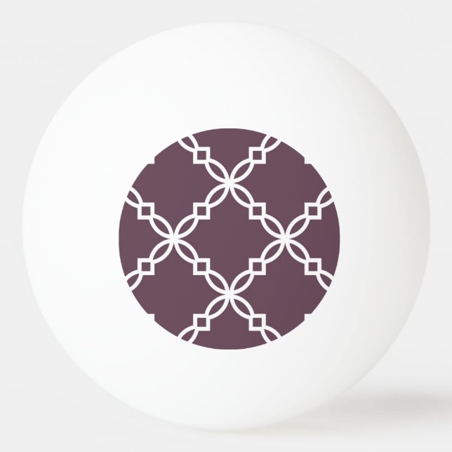 Eggplant White Large Finare Quatrefoil Mönster Pingisboll (Framsidan)