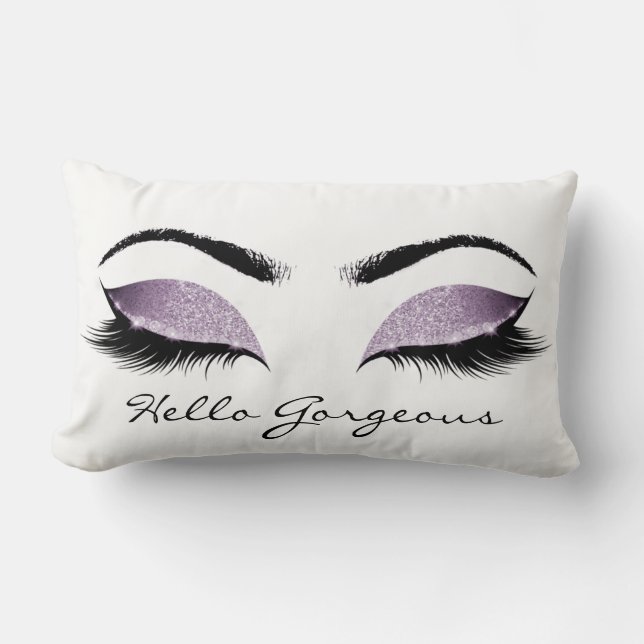 Eggplant White Makeup Lash Hej Gorgous Lumbarkudde (Framsida)