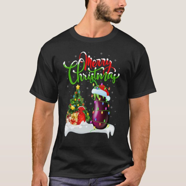 Eggplant   Xmas Decorations Santa Eggplant Christm T Shirt (Framsida)