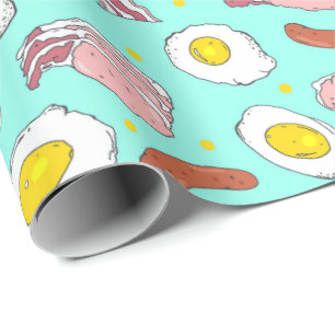 Eggs Bacon Sausages Breakfast Food Mönster Presentpapper