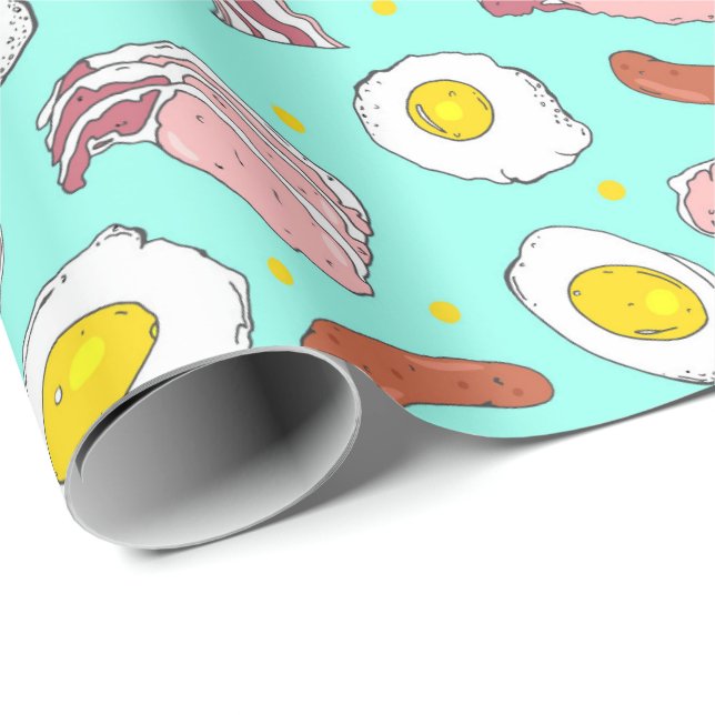 Eggs Bacon Sausages Breakfast Food Mönster Presentpapper (Rullad Hörn)